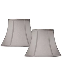 Springcrest Set of 2 Pewter Gray Small Bell Lamp Shades 7" Top x 12" Bottom x 9" High (Spider) Replacement with Harp and Finial