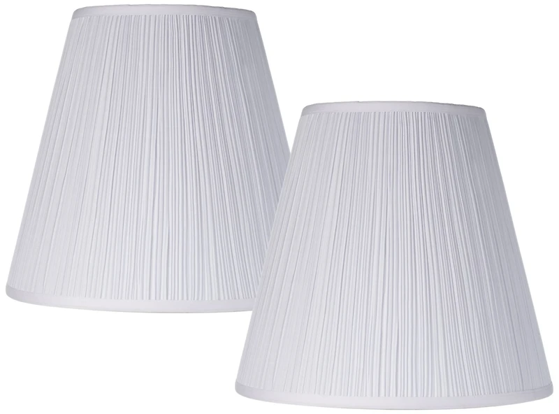 Springcrest 9" Top x 16" Bottom x 14 1/2" High x 14 3/4" Slant Lamp Shade Replacement Set of 2 Mushroom Pleated Spider Harp Finial