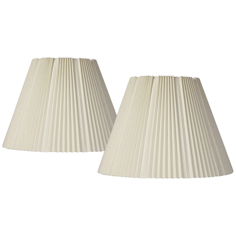 Springcrest Set of 2 Empire Lamp Shades Eggshell Large 9" Top x 17" Bottom x 12.25" High Spider Replacement Harp and Finial Fitting
