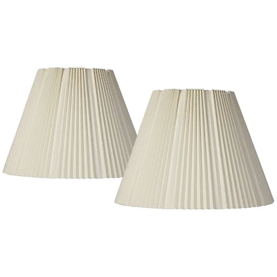 Springcrest Set of 2 Empire Lamp Shades Eggshell Large 9" Top x 17" Bottom x 12.25" High Spider Replacement Harp and Finial Fitting
