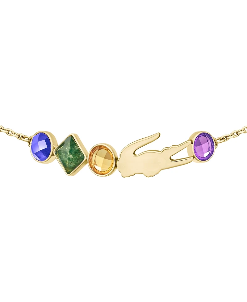 Lacoste Gold-Tone Deva Multicolor Stone Charm Bracelet