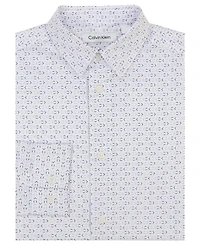 Calvin Klein Big Boys Long Sleeve Stretch Ck Glyph Print Dress Shirt