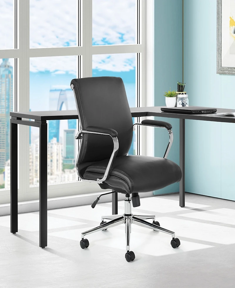 Office Star 41.25" Fabric, Chrome Mid Back Manager's Chair