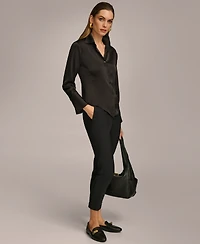 Donna Karan New York Women's Button Front Point Hem Top, Regular & Petite Sizes