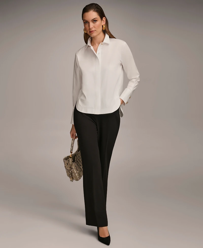Donna Karan New York Women's Button Front Collared Shirt