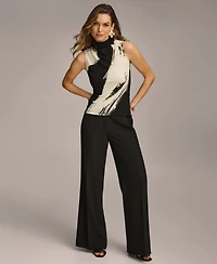 Donna Karan Women's Printed Mock Neck Sleeveless Top