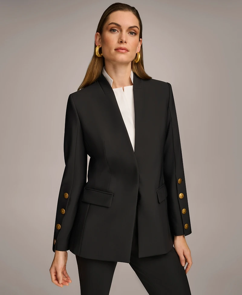 Donna Karan New York Women's Button Sleeve Blazer, Regular & Petite