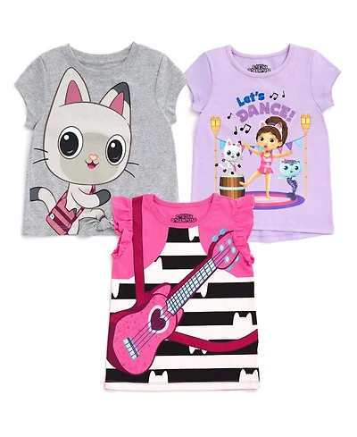 Gabby's Dollhouse Toddler Girls Dreamworks Gabbys 3 Pack T-Shirts Toddler|Child