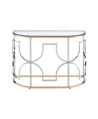 Furniture of America 42" Metal, Glass Camille Modern Semi-Circle Glass Top Sofa Table
