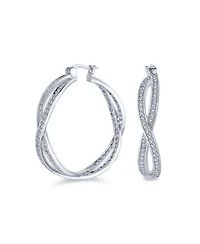 Bling Jewelry Cubic Zirconia Pave Cz Eternity Figure Eight Love Knot Large Infinity Hoop Earrings 1.5 Diameter