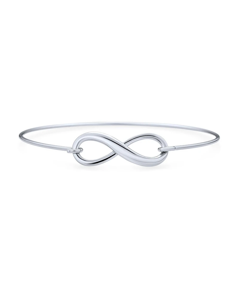 Bling Jewelry Delicate Minimalist Eternal Love Knot figure Eight Infinity Bracelet Bangle Sterling Silver