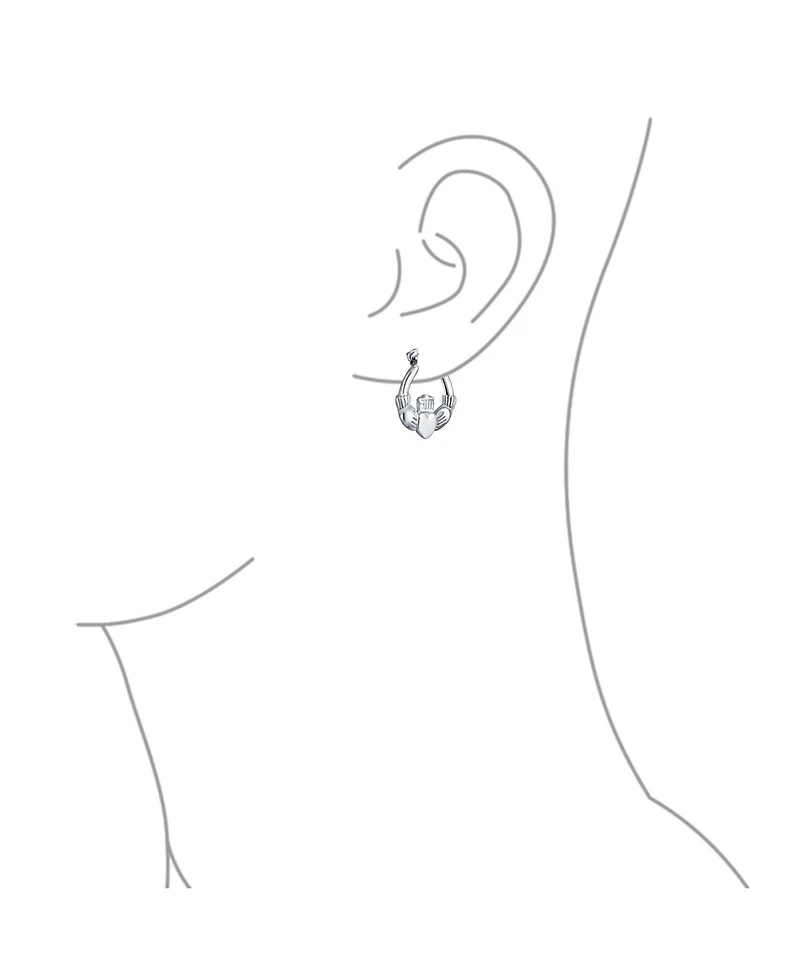 Bling Jewelry Bff Love Lightweight Heart Celtic Irish Friendship Claddagh Hoop Earrings Sterling Silver .5 Inch Diameter
