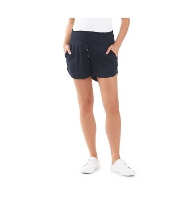 Ripe Maternity Indi Shirred Linen Short Navy