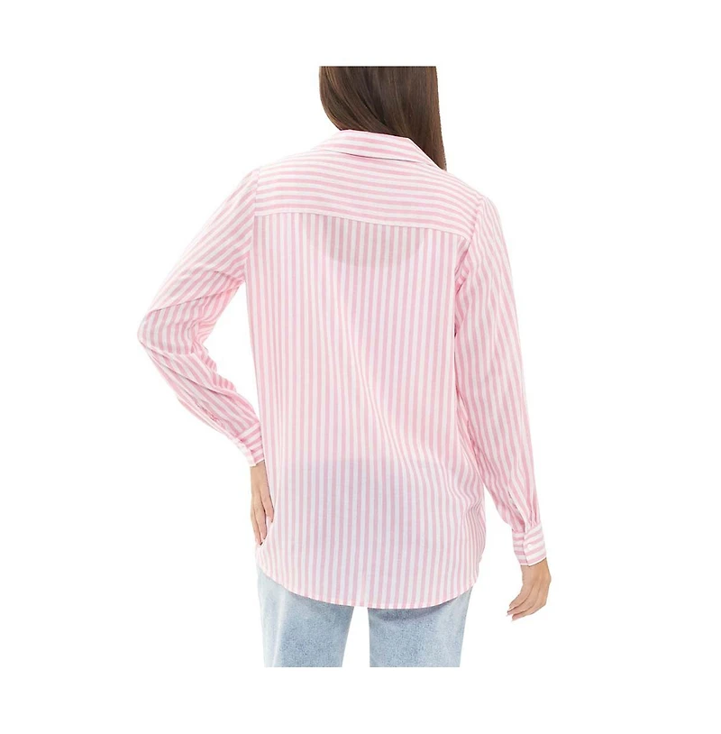 Ripe Maternity Emmy Stripe Button Up Shirt Bubble Gum/White