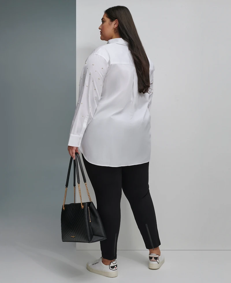 Karl Lagerfeld Paris Plus Size Imitation Pearl Blouse, First@Macy's