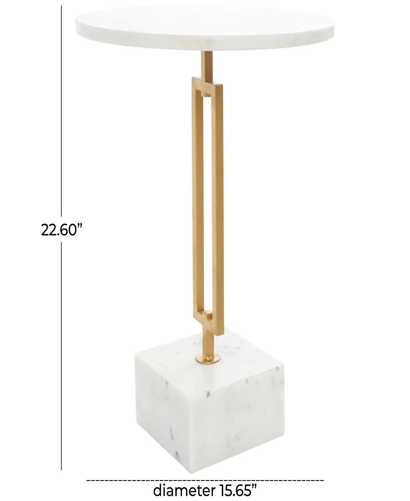 Rosemary Lane 16" x 16" x 23" Marble Geometric Gold-Tone Metal Rectangular Stand Accent Table