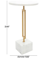 Rosemary Lane 16" x 16" x 23" Marble Geometric Gold-Tone Metal Rectangular Stand Accent Table