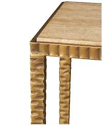 Rosemary Lane 37" x 12" x 28" Marble Gold-Tone Metal Legs Console Table