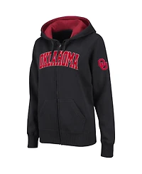 Women's Colosseum Black Oklahoma Sooners Arched Name Full-Zip Hoodie