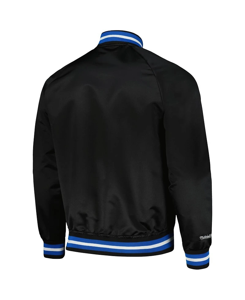 Men's Mitchell & Ness Black Minnesota Timberwolves Hardwood Classics Throwback Wordmark Raglan Full-Snap Jacket