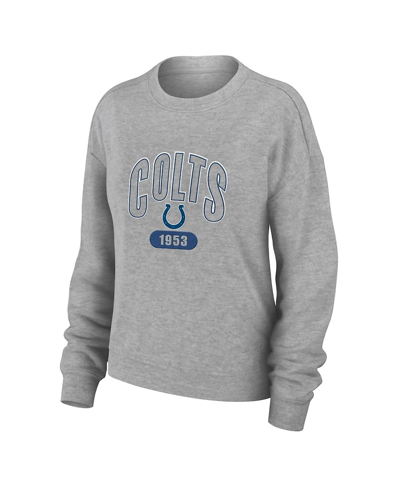 Women's Wear by Erin Andrews Heather Gray Indianapolis Colts Knit Long Sleeve Tri-Blend T-shirt and Pants Sleep Set