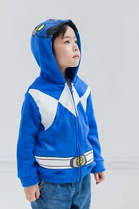 Power Rangers Blue Ranger Red Black Fleece Zip Up Hoodie Toddler| Child Boys
