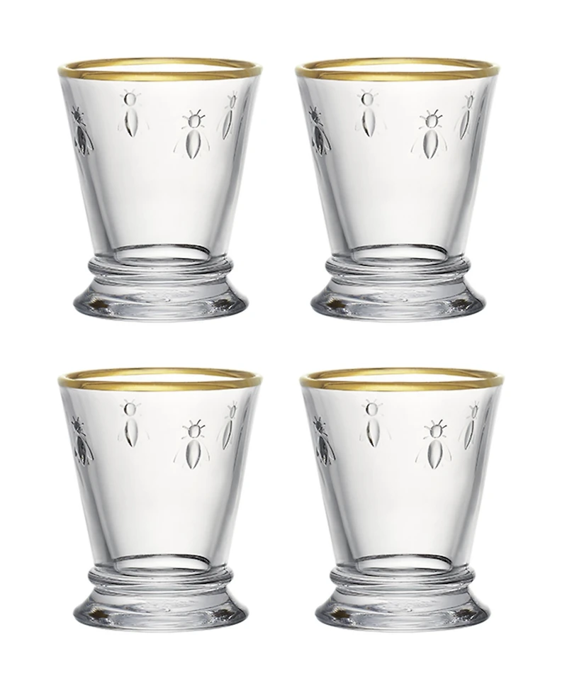 La Rochere Gold Rimmed Napoleon Bee 10 oz. Tumbler, Set of 4