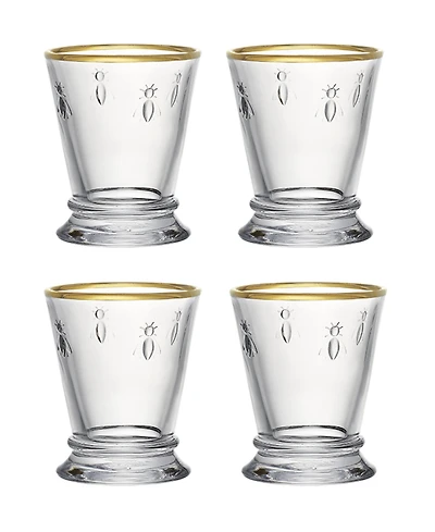 La Rochere Gold Rimmed Napoleon Bee 10 oz. Tumbler, Set of 4
