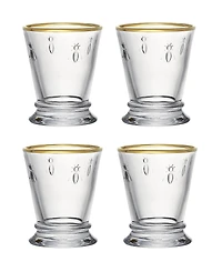 La Rochere Gold Rimmed Napoleon Bee 10 oz. Tumbler, Set of 4