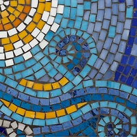 Teal Island Designs Modern Black Round Outdoor Accent Side Tables 14" Wide Set of 2 Blue Mosaic Tabletop for Front Porch Patio Home House