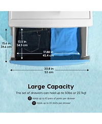 Iris Usa 4 Wide Drawer Storage, Organizer Unit for Bedroom, Closet, Living Room, Nursery, Dorm, White Frame with Matte Soft-Blue Front Panels, Set of