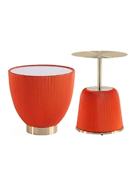 Manhattan Comfort Anderson 2-Piece Leatherette Upholstered End Table Set