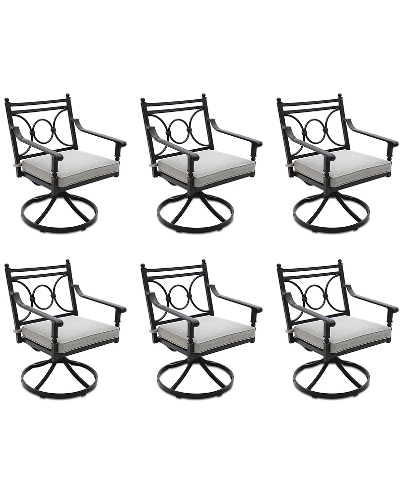 Wythburn Mix and Match Scroll Outdoor Swivel Chairs, Set of 6, Created for Macy's