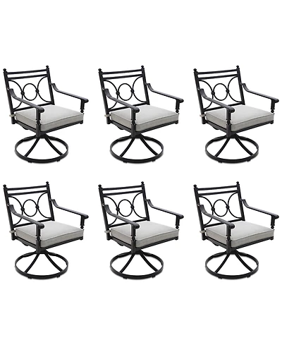 Wythburn Mix and Match Scroll Outdoor Swivel Chairs, Set of 6, Created for Macy's