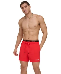 Calvin Klein Men's Logo Elastic Waist Modern Euro 5" Volley Swim Trunks