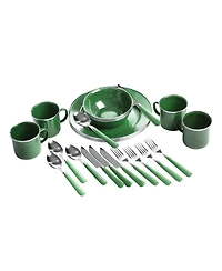Stan sport Deluxe 24-Piece Enamel Tableware Set - Green