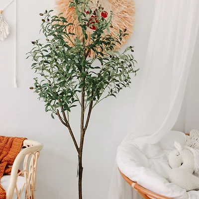 6ft Artificial Olive Tree with Woven Seagrass Plant Basket