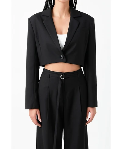 Grey Lab Women's Oversized Cropped Blazer