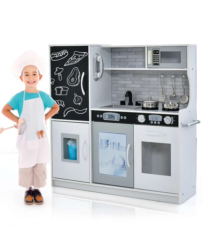 Kid's Pretend Play Kitchen Toddler Kitchen Play set with Blackboard
