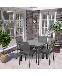 Mondawe 5-Piece Aluminum Outdoor Patio Dining Set with Cushion, Gray