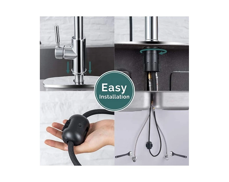 Single Handle High Arc Brushed Nickel Pull Out Kitchen Faucet with Pull Down Sprayer