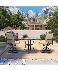 Mondawe 3-Piece Aluminum Outdoor Patio Bistro Set with Swivel Armchairs, Brown