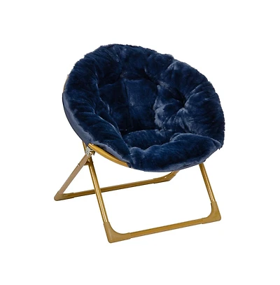 Io Kid'S Folding Saucer Chair With Cozy Faux Fur Upholstery And Metal Frame For Playroom, Bedrooms, Nursery And More