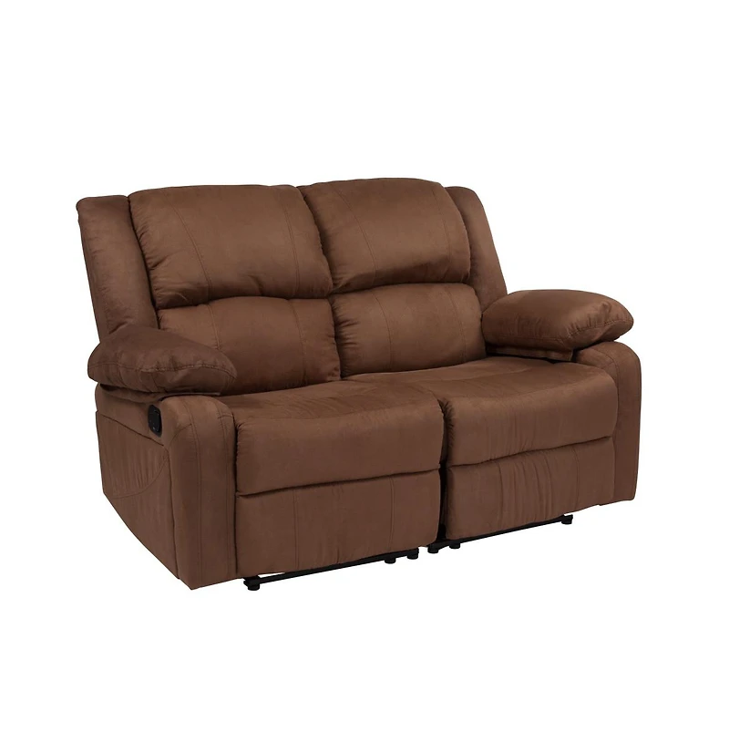 Bustle Back Loveseat With Two Built-In Recliners