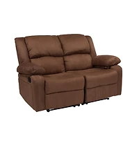 Bustle Back Loveseat With Two Built-In Recliners