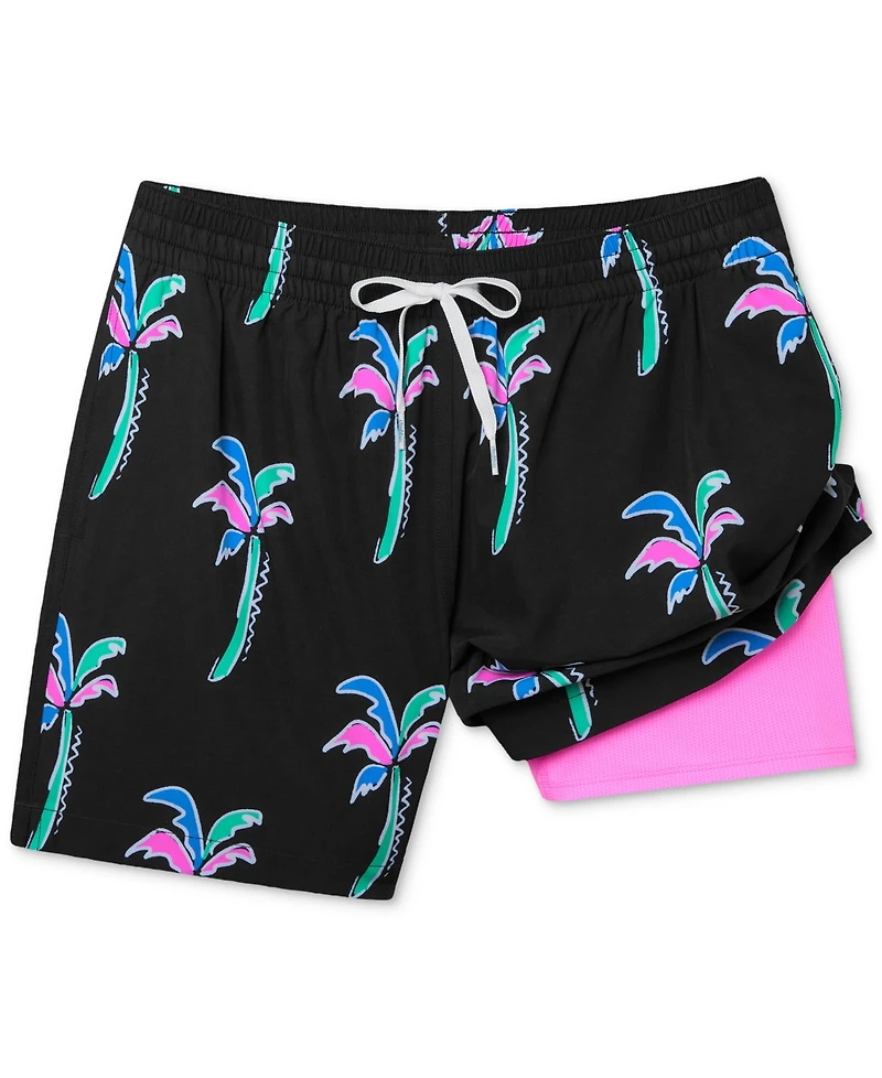Chubbies Men's The Havana Nights Quick-Dry 5-1/2" Swim Trunks with Boxer Brief Liner - Black