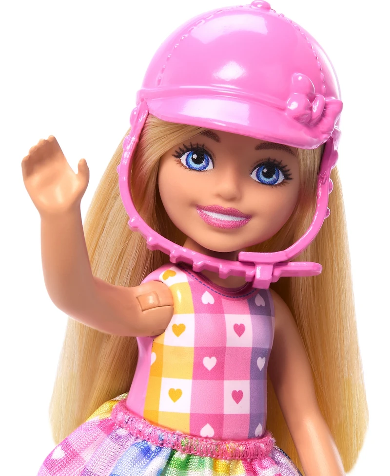 Barbie Chelsea Doll and Horse Toy Set, Includes Helmet Accessory, Doll Bends at Knees to "Ride" Pony