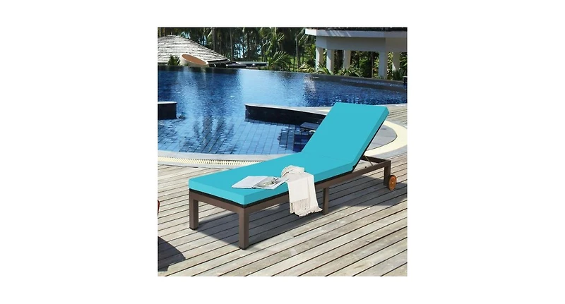 Patio Chaise Lounge Chair Outdoor Rattan Lounger Recliner