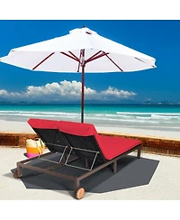 2-Person Patio Rattan Lounge Chair with Adjustable Backrest