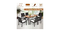55 Inch Patio Acacia Dining Table with Umbrella Hole